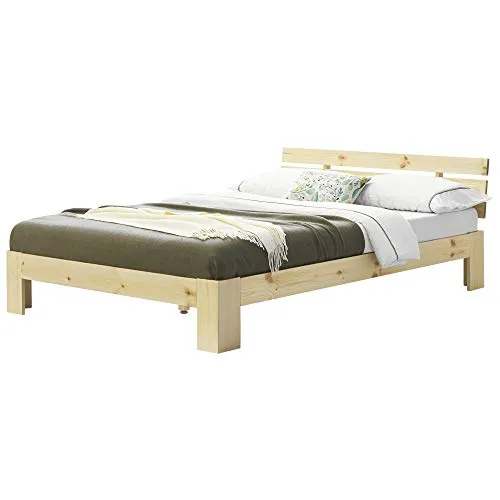 [en.casa] Struttura Letto in Legno con Rete a Doghe 180 x 200 cm Carico Massimo 200 kg Color Legno