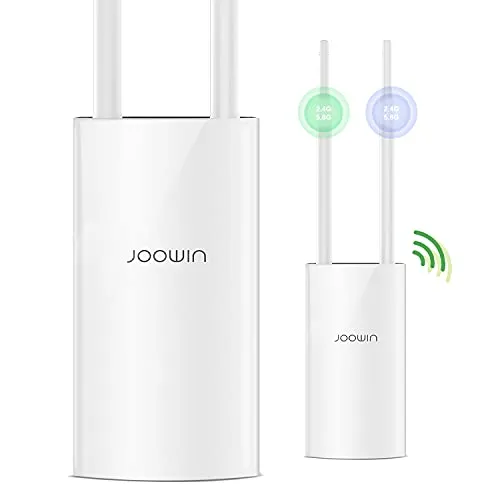 JOOWIN Punto di Accesso WiFi Esterno1200Mbps Outdoor Access Point Wireless WiFi con PoE, Dual Band 2.4GHz&5.8GHz Amplificatore WiFi Impermeabile, 2 Antennas, Modo AP/Ripetitore/Router/Bridge