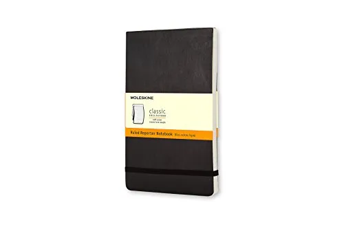 Moleskine Notebook Reporter Pagina a Righe, Taccuino Copertina Morbida, Colore Nero, Dimensione Large 13 x 21 cm, 192 Pagine