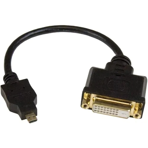StarTech.com Adattatore Micro HDMI a DVI da 20cm, Cavo Adattatore / Convertitore Micro HDMI tipo D a DVI-D Single Link per Monitor/Display/Proiettore, Durevole, Maschio a Femmina (HDDDVIMF8IN)