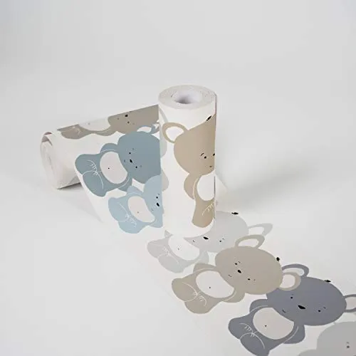 Bordi Adesivi Per Pareti Lovely Kids Cute Bears 5.00 m x 0.155 m Blu Marrone Bianco Prodotto in Germania da A.S. Création 403738