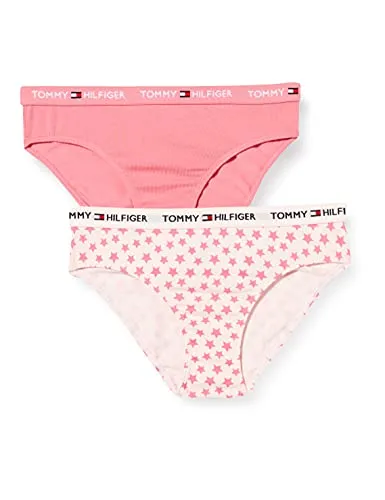 Tommy Hilfiger 2P Print Intimo in Stile Bikini, Klu/Multi/Star/AOP/Hamptons Pink, 14-16 Bambina