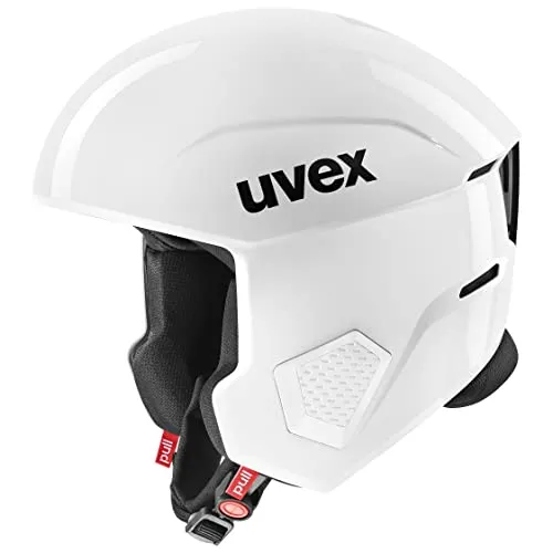 uvex invictus, casco da sci robusto unisex, aerazione ottimizzata, imbottitura per le guance in caso d’emergenza, all white, 58-59 cm