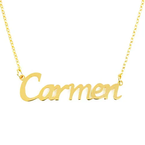 Kigu Carmen Nome Collana Personalizzata - Placcato in Oro 18 carati