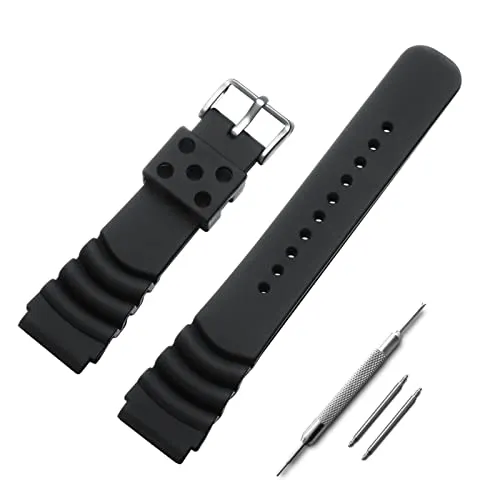 22mm Cinturini Orologi Silicone Uomo Cinturino in Gomma a Sgancio Rapido per Orologi Nero