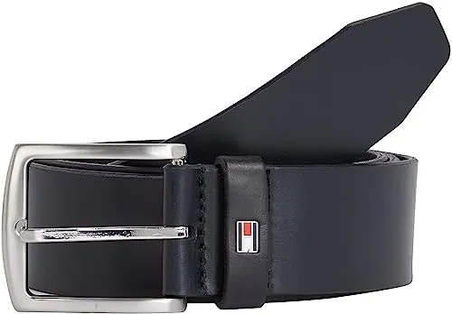 Tommy Hilfiger Cintura Uomo New Denton 4.0 Belt Cintura in Pelle, Blu (Midnight), 110