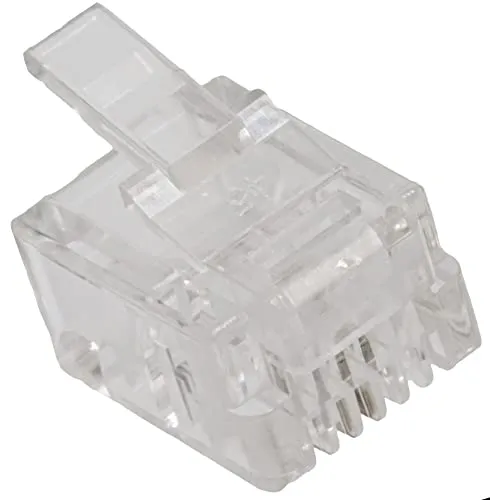 Aerzetix - C65600 - Set di 100 connettori prese spine maschio RJ11 6P2C a crimpare per cavo telefonico - 2 pin - informatica computer linea modem ADSL - colore: trasparente