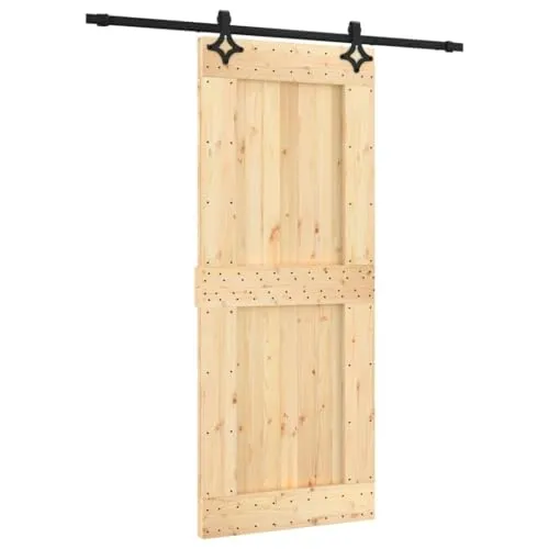 vidaXL Porta Scorrevole con Set Hardware 85x210 cm Legno Massello Pino