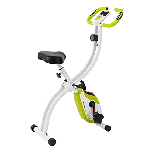 Ultrasport F-Bike 150, Allenatore biciclette, computer allenamento LCD, cyclette pieghevole, peso massimo utente 110kg, misurazione frequenza cardiaca, 8 livelli resistenza, Verde