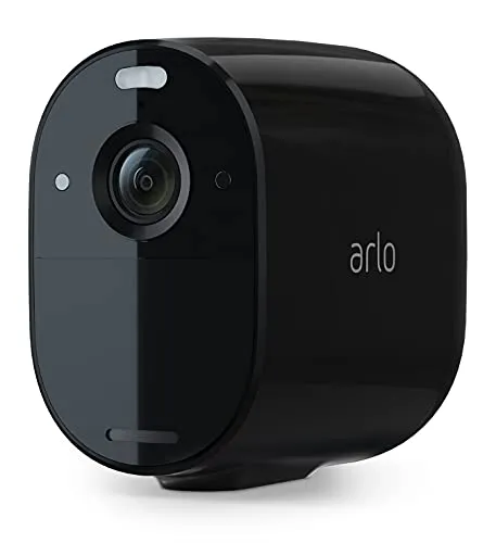 Arlo Essential Telecamera WiFi Esterno Senza Fili, Telecamera WiFi Interno, 1080p HD, Visione Notturna, Sirena, Allarme Casa, Sensore Di Movimento, Prova Inlcusa Arlo Secure, 1 Telecamera, Nera