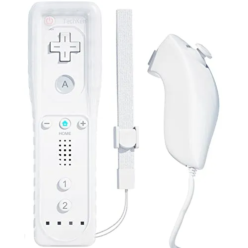 TechKen Wii Controller remoto con controller Nunchuck Wii con telecomando Nunchuk Wii Wii di ricambio per Wii (controller senza Motion Plus)