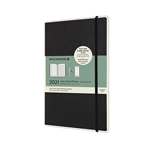 Moleskine Smart Diary 12 Mesi, Agenda Elettronica Portatile 2021, Agenda Digitale Settimanale, Weekly Agenda Organizer, Copertina Rigida, Formato Large 13 x 21, 176 Pagine, Nero - 13 x 21 cm