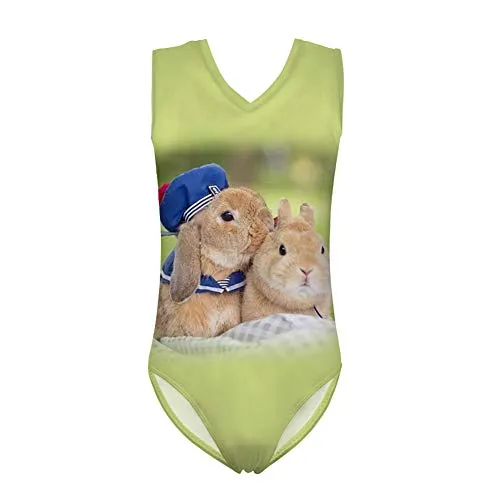 HUGS IDEA Costume da bagno a forma di animali carini un pezzo per bambini senza maniche sport costume da bagno 3-14 anni Lepre Coniglio 9-10 Anni