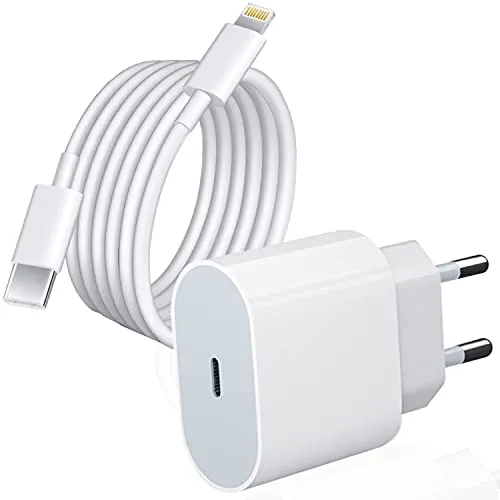 Apple Certificato Mfi - Caricatore 20W ,Caricabatterie Rapido con 3M cavo USB‑C a Lightning ,Power Delivery Alimentatore Compatibile con iPhone 13/13 Pro Max/12/12 Pro/SE/11/XR/XS Max/X/8/7/iPad