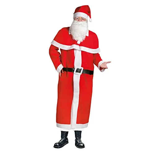 Unbekannt Idena 8580108 - Costume da Babbo Natale, 5 Pezzi: Vestaglia con Mantella, Barba, Cappello e Cintura, in Feltro, grandezza Universale
