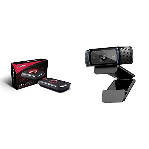 AVERMEDIA LGP Lite GL310 - All-in-One Videoregistratore di gioco, HD 1080p, USB 2.0 & Logitech C920 HD Pro Webcam con Microfono, Videochiamate e Registrazione Full HD 1080p