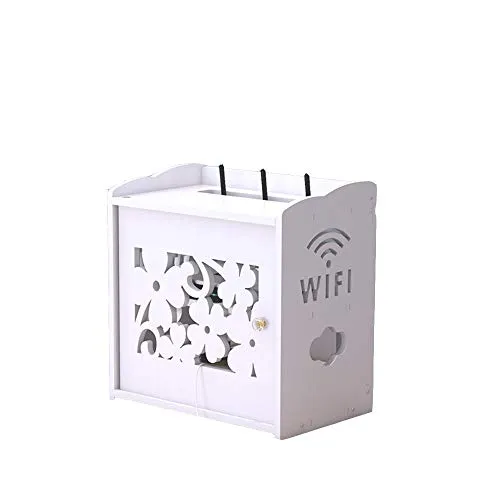 Xyanzi Mensola A Muro, Scatola di Immagazzinaggio per Cavo del Router Cavo di Alimentazione Finitura WiFi Set-Top Box Rack Bianco