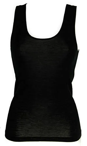 RAGNO Maglia Intima Canottiera Lana Merino Seta Spalla Larga (Nero, 6-XL) 074022