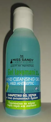 GEL LAVAMANI, 70% alcool Miss Sandy 80ml Aloe Sanificazione Disinfettante Profumato Igienizzante Detergente Hand cleansing
