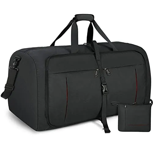 NUBILY Borsone da Viaggio Pieghevole Borsone Palestra Uomo 100L Grande Impermeabile Borsa da Viaggio Borsa Sportiva Donna con Scomparto per Scarpe Nero