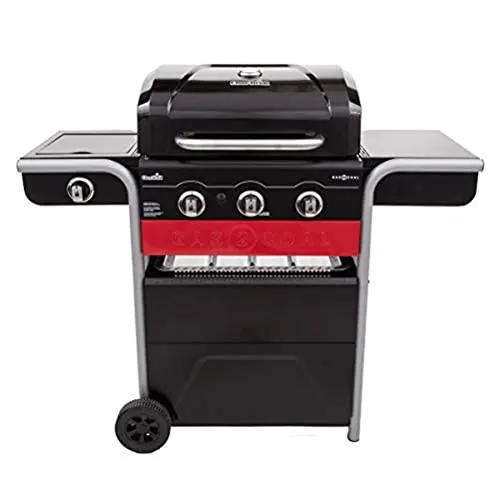 Char-Broil - Gas2Coal Hybrid Grill – 3 bruciatori a Gas e carbonella per Barbecue con bruciatore Laterale, Nero.