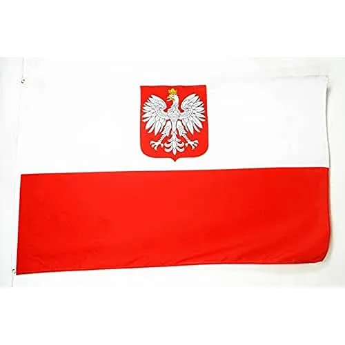 AZ FLAG Bandiera Polonia con Aquila 90x60cm - Bandiera Polacca con Stemma 60 x 90 cm