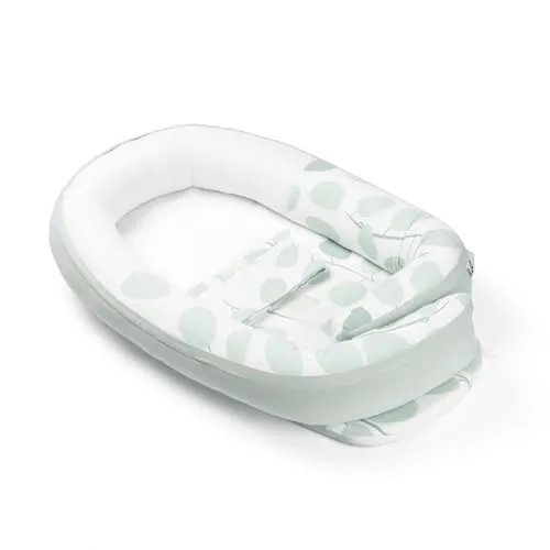 Babymoov doomoo Cocoon - Riduttore neonato Leaves Aqua Green, evolutivo, traspirante, 0-8 mesi