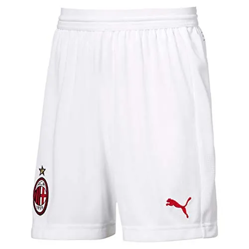 PUMA AC Milan Shorts Replica Kids Without Inner Slip, Pantaloni Unisex-Bambini, Bianco (White/Chili Pepper), 164
