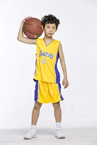 NBA Maglie da Basket per Bambini - Bulls Jordan#23 / Lakers James#23 / Warriors Curry#30 Camicia da Basket Veste Pantaloncini Estivi Set per Ragazzi e Ragazze
