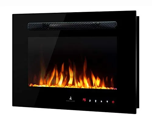 Noble Flame Paris 660 (66 cm/ 26 Canneggio L Nuovo - Camino Elettrico Parete Camino Stufa Camino - Montaggio Parete Telecomando - 14,5 cm profondità - Nero