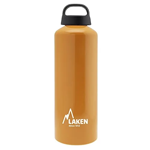 Laken Classic Borraccia di Alluminio Bottiglia d'acqua con Apertura Ampia e Tappo a Vite con Impugnatura, 1L, Arancia