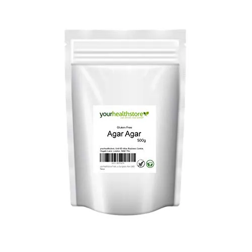 yourhealthstore Agar Agar Polvere Premium senza glutine 500 g, gelatina vegana, europea, non OGM (sacchetto riciclabile)