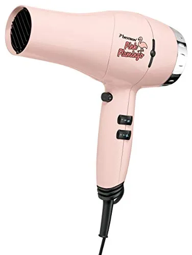 Bestron Asciugacapelli, Con ugello concentratore rimovibile, Pink Flamingo, 2200 Watt, Rosa