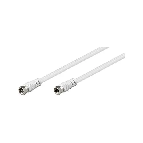 Goobay 11721 Cavetto F per Antenna Satellitare (<70 dB), Schermatura Doppia, Bianco, 1.5 m Lunghezza del Cavo