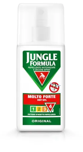 JUNGLE FORMULA Molto Forte Spray Antizanzare - Repellente Per Insetti Con Azione Protettiva Duratura - 9 ore di protezione - 75 ml