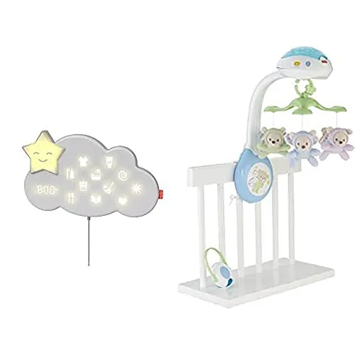 Fisher-Price-Lumalou Routine della Nanna 3in1, con Suoni, Luci e Playlist Musicale, Assistente Interattivo per Il Sonno,Giocattolo per Neonati 0+Mesi,GWM53 + Giostrina degli Orsetti, CDN41