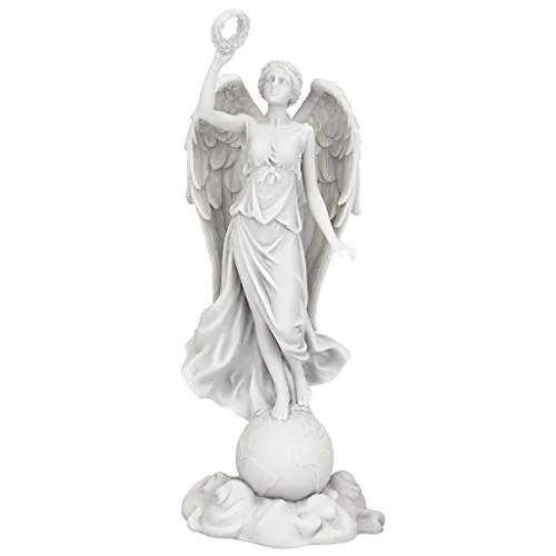 Design Toscano Angelo della pace Statuetta, ghisa e lengo, bianco, 28 cm