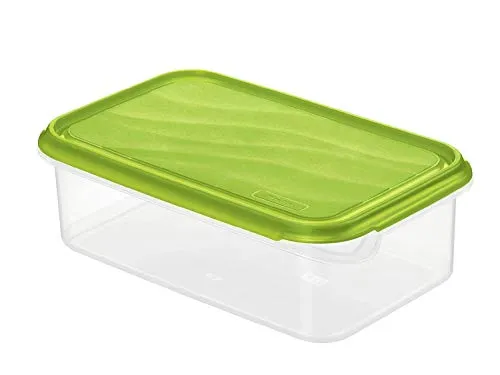 Rotho - Contenitore impilabile Food Center 2x0, colore: trasparente, Plastica, trasparente / verde, 1,5 L