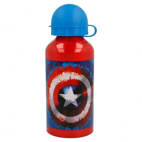 Borraccia Bottiglia in Alluminio per Bambini 400ml con beccuccio retraibile (Capitan America Marvel Supereroi)