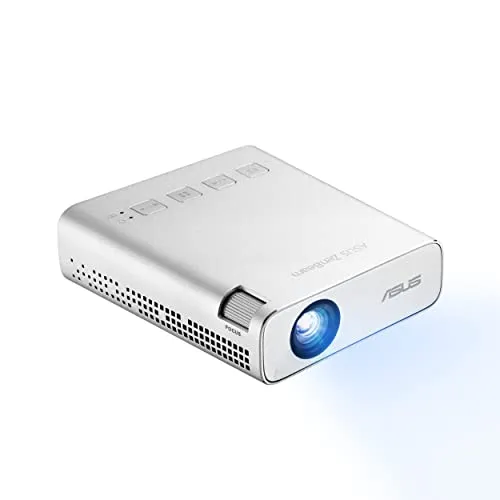 ASUS ZenBeam E1R Mini Proiettore LED, WVGA (854x480), fino a 4 Ore di Riproduzione Video, WiFi, Power Bank, USB Type-A, HDMI, Bianco