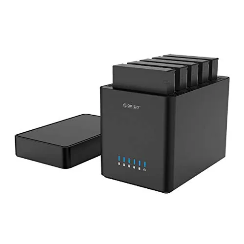 ORICO Docking Station 5 bay USB 3.0 Tool-free Custodia per disco rigido magnetica 3.5" per SATA External Hard Drive SATA3.0 da 5x10TB con adattatore 12V6.5A compatibile con Windows/Mac/Linux