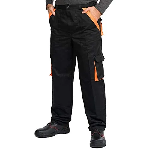 Pantaloni da Lavoro Uomo con Tasche per Imbottitura, Taglie Grandi Fino S-3XL, Salopette da Lavoro Colori Diversi, Tuta da Lavoro Uomo qualità (S, Nero)