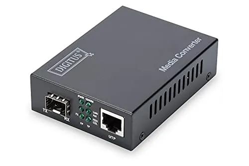 Digitus DN82130 Convertitore 10/100/1000 Gigabit Media Converter Rj45 Fibra Ottica con Modulo SFP, RJ45/SFP - Gigabit, SFP