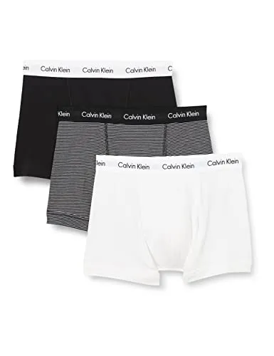 Calvin Klein Trunk 3Pk Bóxer, White/B&W Stripe/Black, XL (Pacco da 3) Uomo