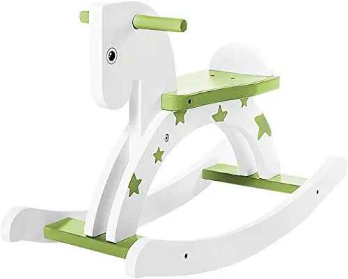 labebe - Dondolo Bambini&Neonati, Cavalcabile a Dondolo Primi Passi per Bambini, Cavalo a Dondolo Legno per Neonati, Pony Gioco Cavalcabile Bambino 1-3 Anno, Cavallo Animale Cavalcabile - Stella Verde