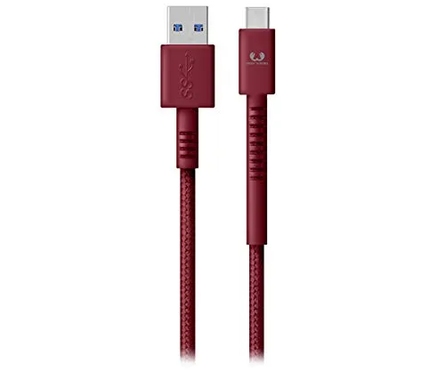 Fresh 'n Rebel Cavo Fabriq USB Type-C 3m Ruby |Cavo in Tessuto di Ricarica e sincronizzazione Extra Lungo per Tutti i dispositive USB C, Rosso Rubino