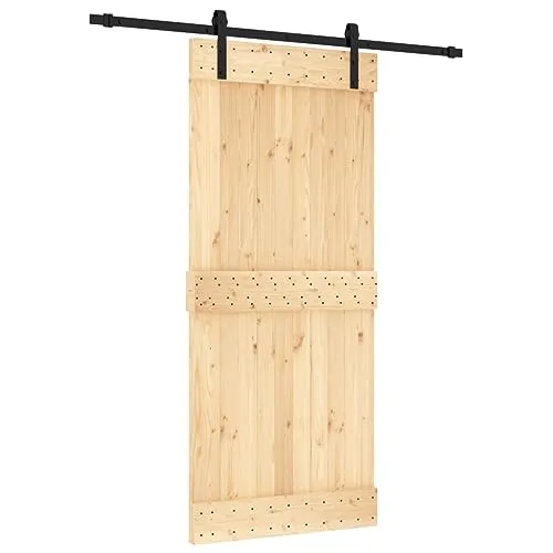 vidaXL Porta Scorrevole con Set Hardware 90x210 cm Legno Massello Pino