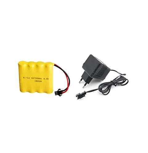 hsvgjsfa Batteria Drone, Batteria Ricaricabile 4xaa, Batteria Telecomando Giocattolo 4.8v 700mah Batteria al Nichel-cadmio Sm-2p con Caricatore 4.8v 14x50x60mm 1 pz UE