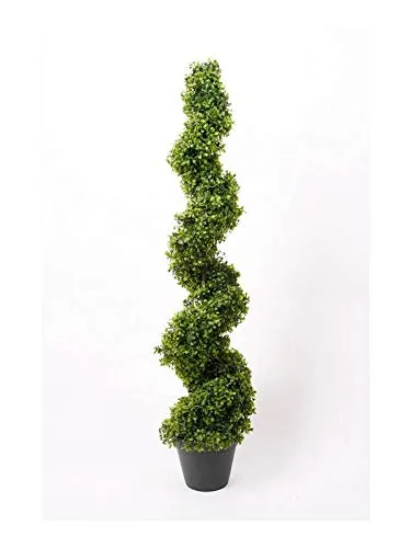 artplants.de Set di 2 x Albero Artificiale di bosso a Spirale Heinz, 125cm - Bosso di plastica/Pianta di bosso