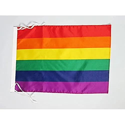 BANDIERA ARCOBALENO 45x30cm - BANDIERINA GAY - RAINBOW FLAG 30 x 45 cm cordicelle - AZ FLAG